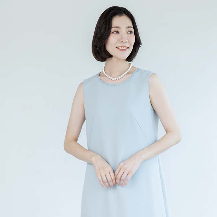 ☆koro☆水色ローズとラインパールとブルーリボンの豪華スウィートリース♪ ラッセルレースが華やかなセレモニースーツ 13号・ペールグリーン