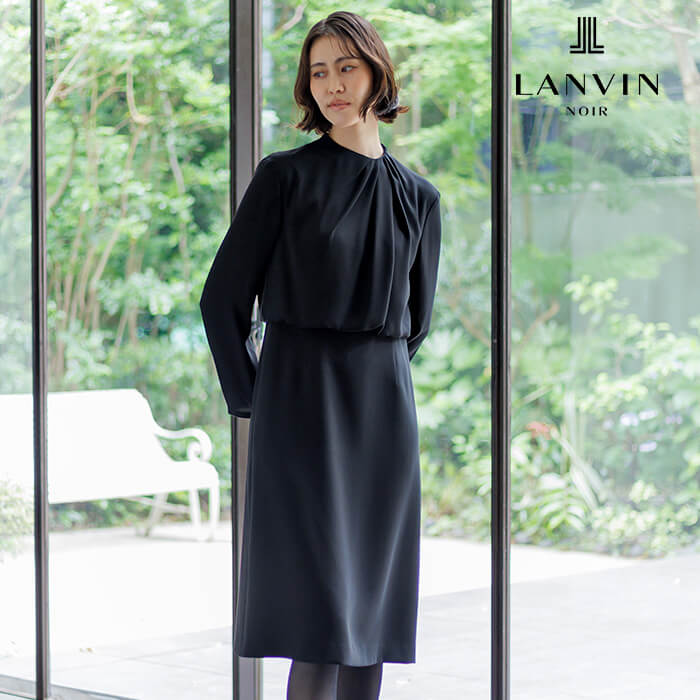 LANVIN NOIR 東京ソワール セットアップ風 ウール ワンピース 38 ランバンノワール｜ブラックフォーマル(0701232)9号・ブラック