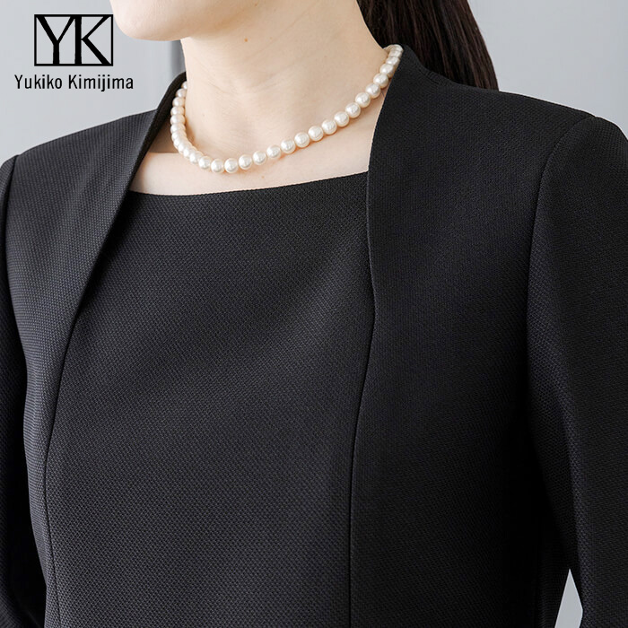WEB限定|フリルカラーのアンサンブル 11号・ブラック｜東京ソワール