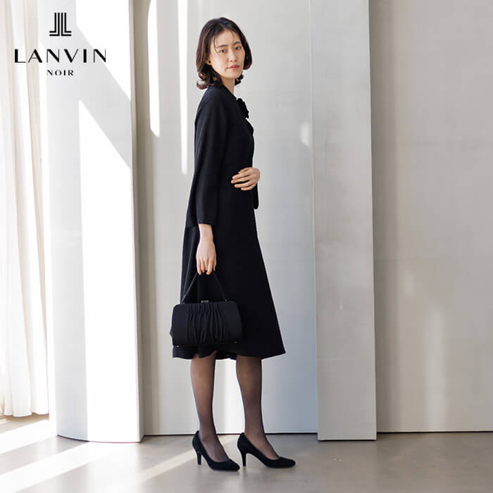 東京ソワール LANVIN 36 38 ジャケット ワンピース シルク100％のクラシカルなワンピース 7号（36）・ブラック｜東京