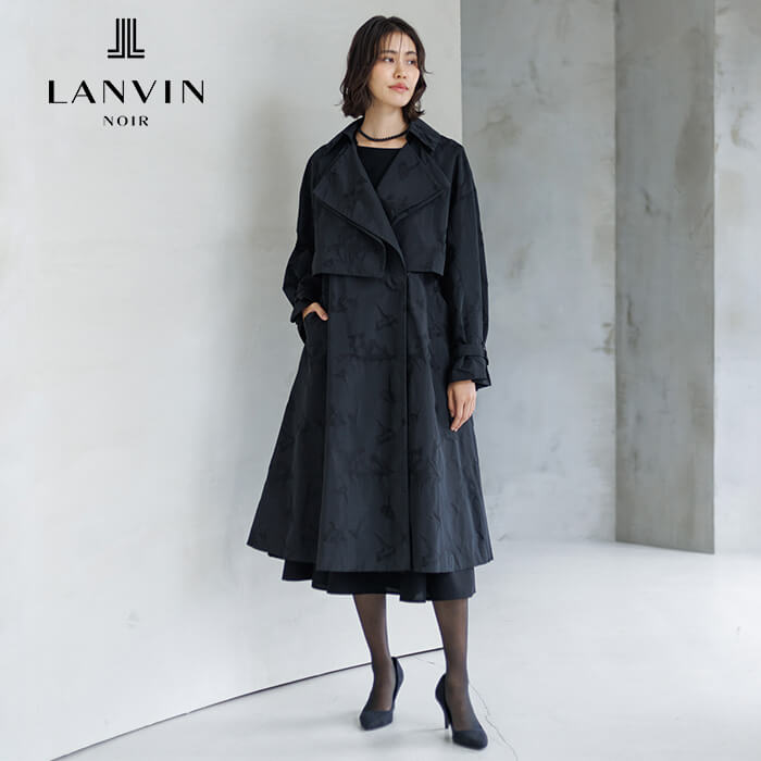 向日葵モチーフ柄のシルクジャカードコート 9号・ブラック｜東京