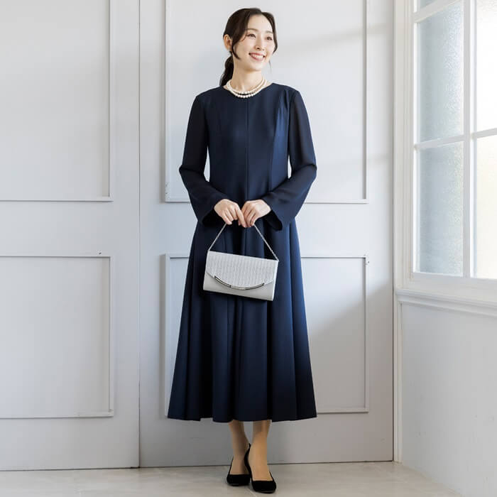 洗える｜切り替えラインが美しいワンピース 9号・ネイビー｜東京
