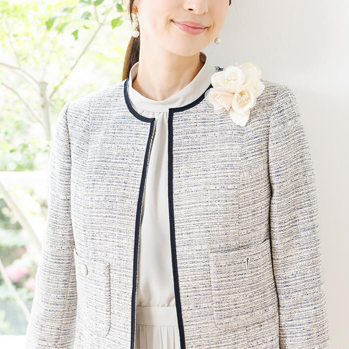 洗える｜シンプルなミックスツイードジャケット 9号・ベージュ｜東京