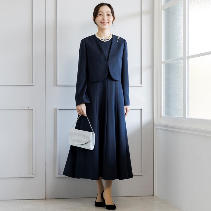 洗える｜切り替えラインが美しいワンピース 9号・ネイビー｜東京