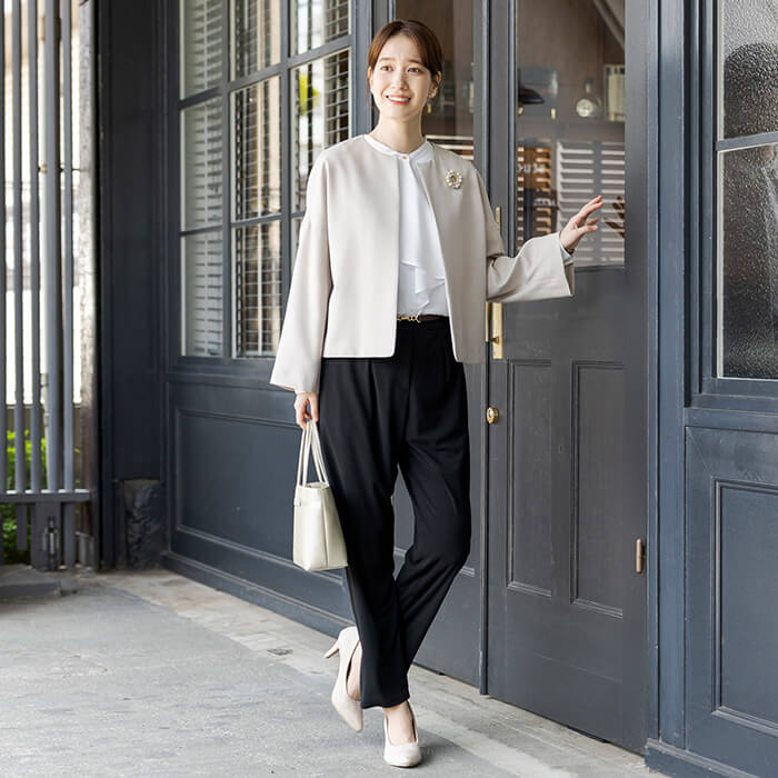 洋服 洗えるONOFFブラックフォーマル／テーパード M・ブラック｜東京