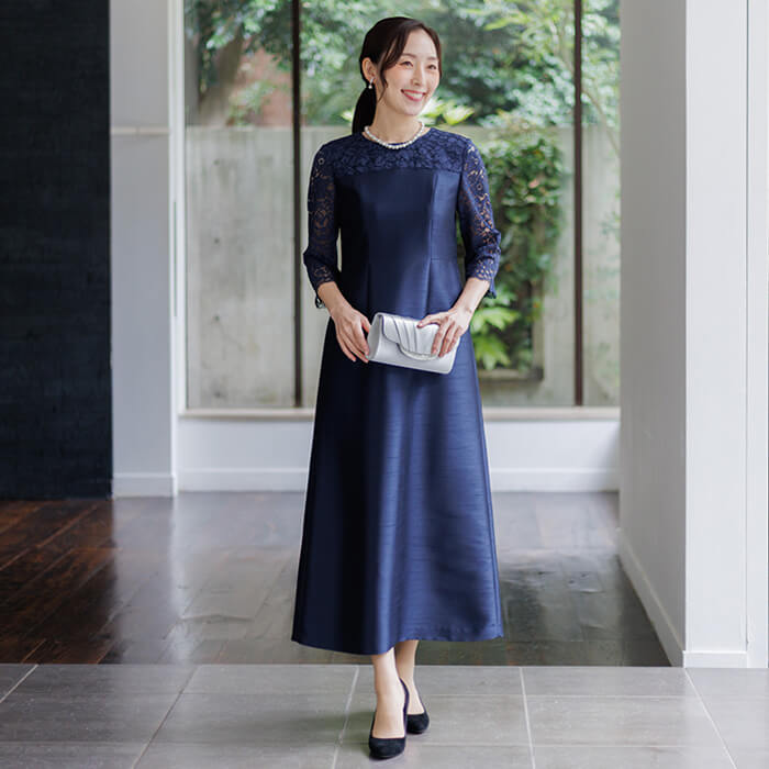 シャンブレーシャンタンのアンサンブル 9号・ネイビー｜東京ソワール