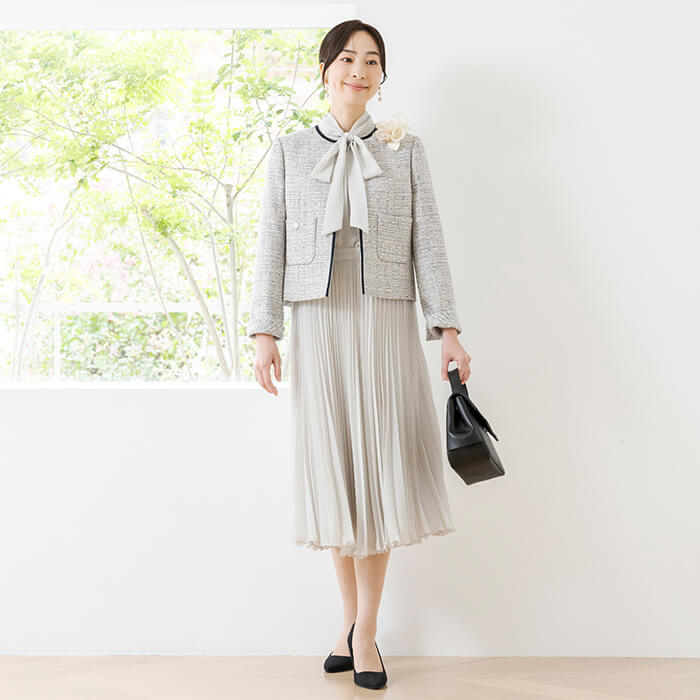 洗える｜シンプルなミックスツイードジャケット 9号・ベージュ｜東京