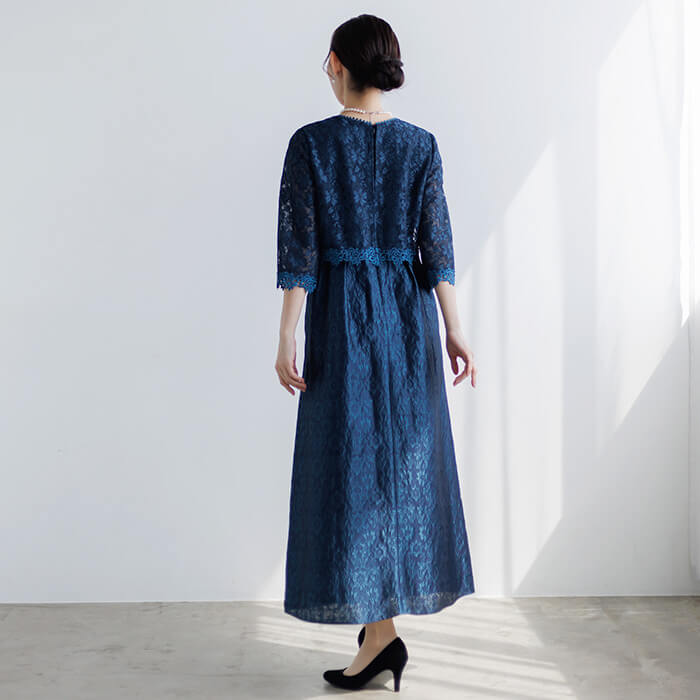 美品✨ソワール　ロングワンピース　ドレス　13号　大きいサイズ　近年モデル WEB限定｜結婚式用ワンピース(4521601)13号・ネイビー｜東京