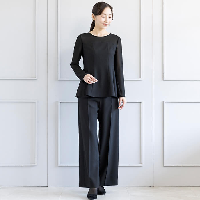 洗える｜ベルト付のマニッシュなパンツスーツ 9号・ブラック｜東京