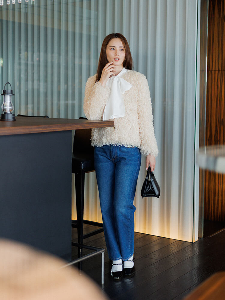 フェザーニットジャケット