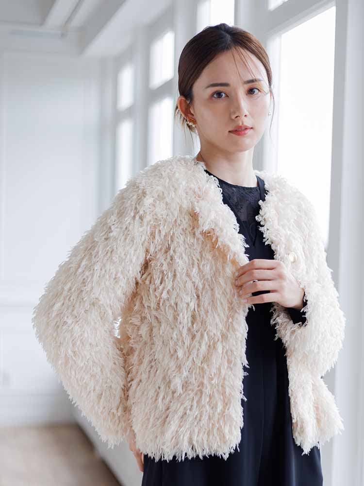 フェザーニットジャケット