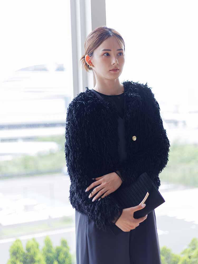 フェザーニットジャケット