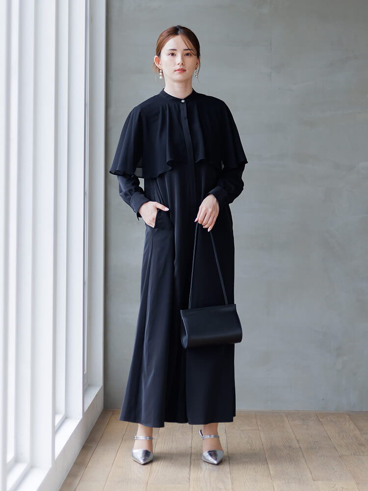 WEB限定|ケープカラーオールインワンドレス