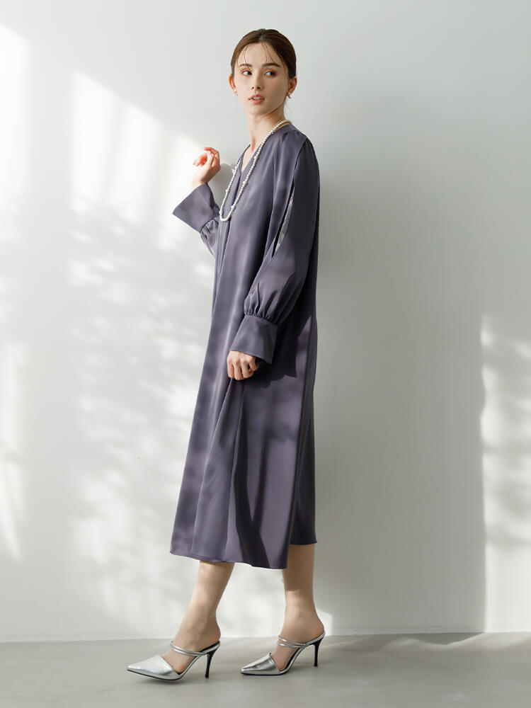 WEB限定|袖スリットテントラインドレス