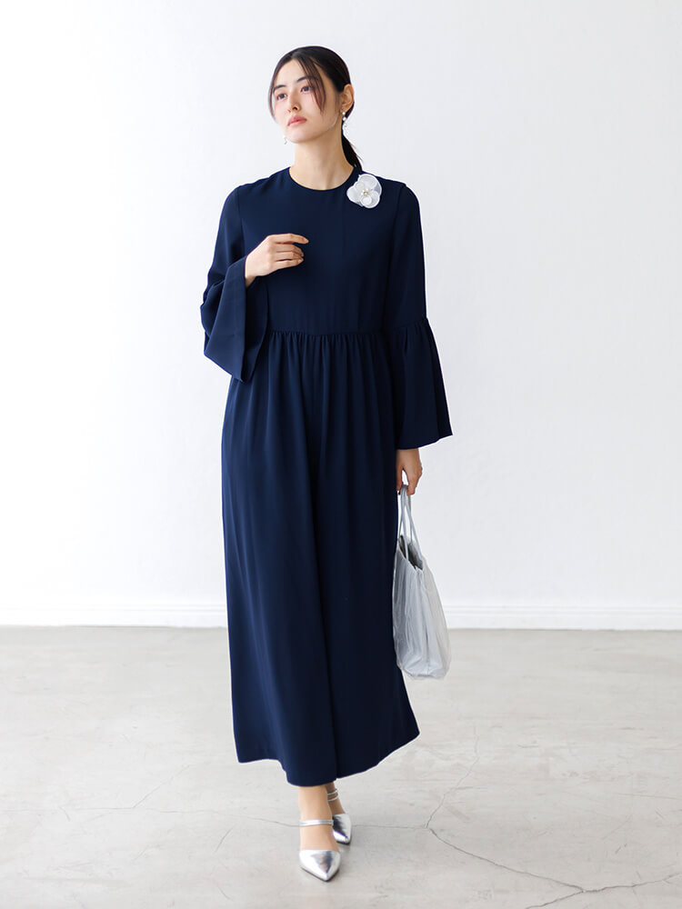 WEB限定|ベルスリーブオールインワンドレス