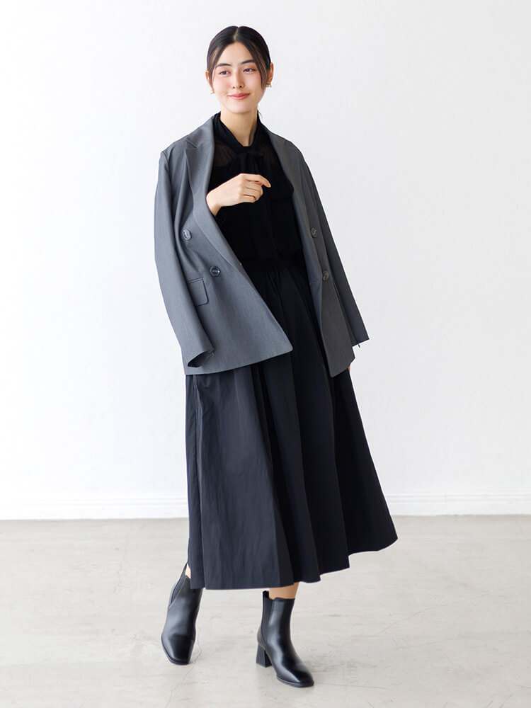 異素材ドッキングボウタイドレス