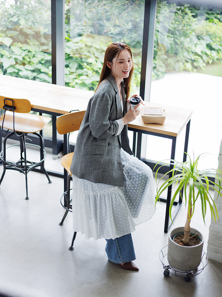 からみ織テーラードジャケット